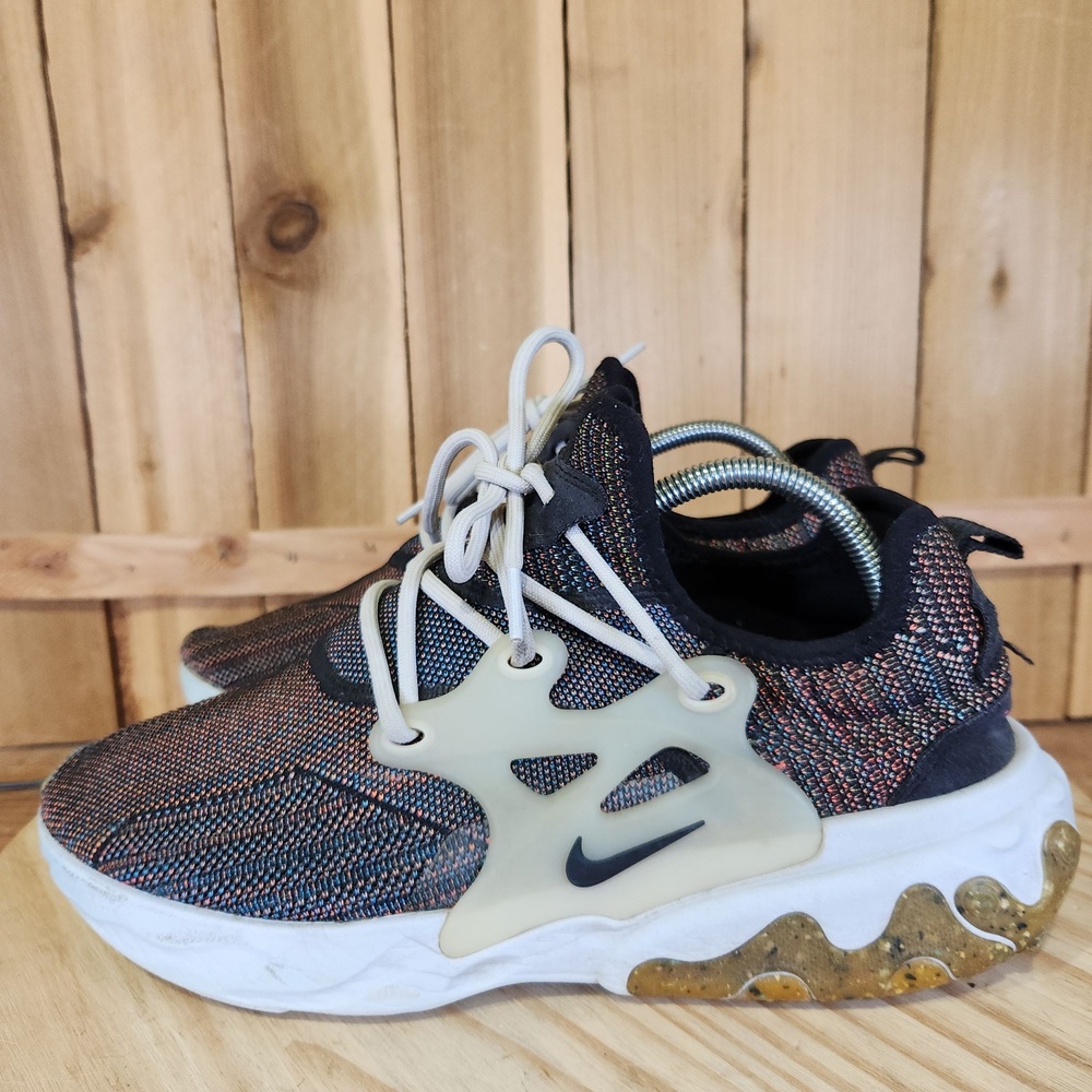 Nike React Presto Flyknit Shoes Mens 10 Black Multicolor Sneakers CN1709-001